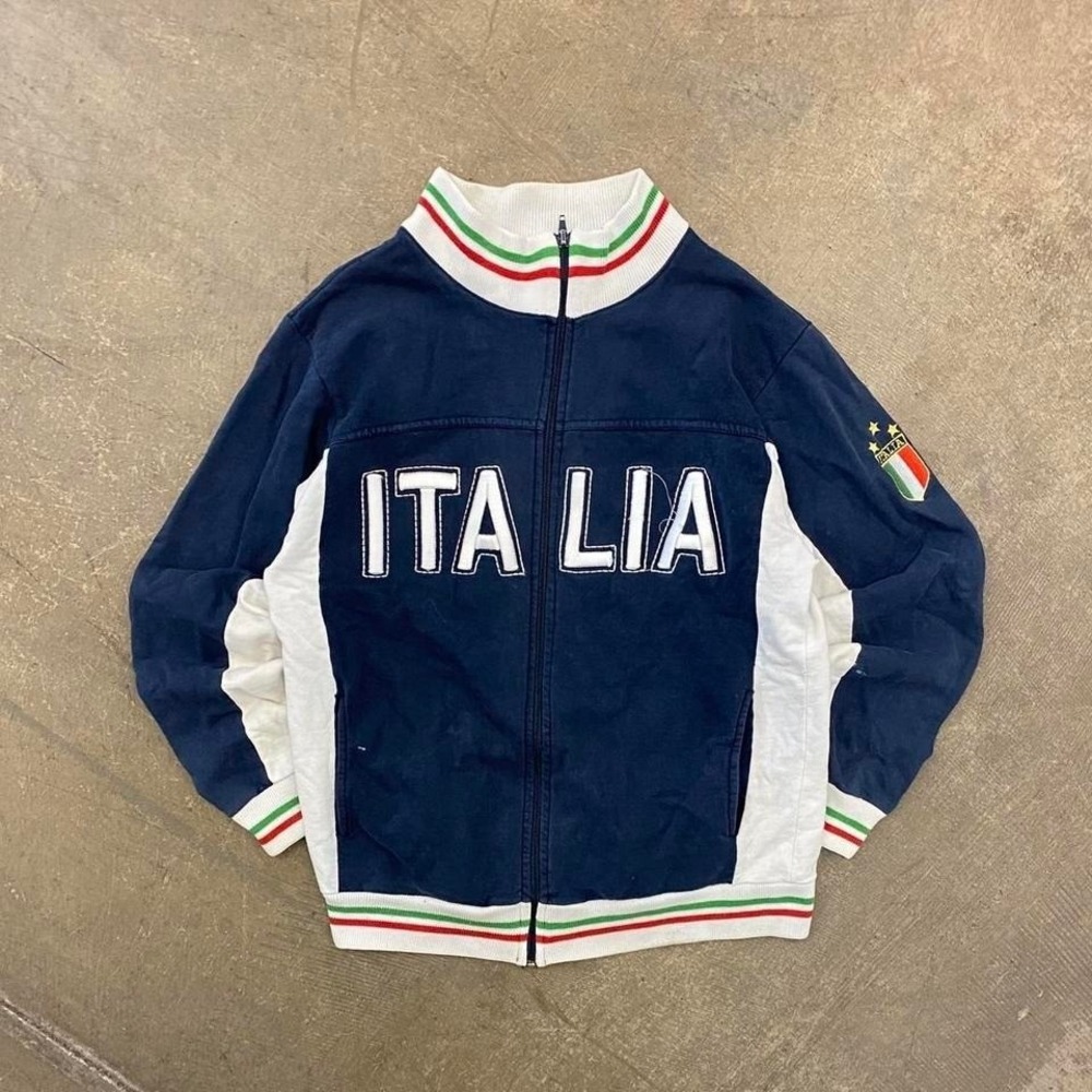 Vintage 90s Italy Soccer Full Zip Italia Sportswear Warm Up Jacket Size Large